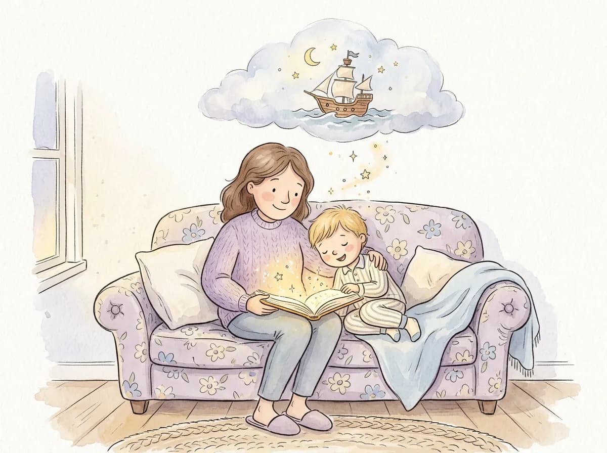 A child's photo is used to personalize story illustrations