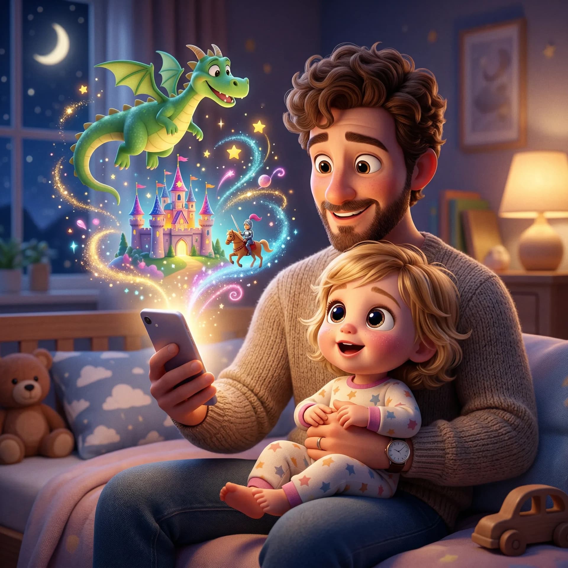 Parent trying to manage bedtime with a tired toddler before lights out