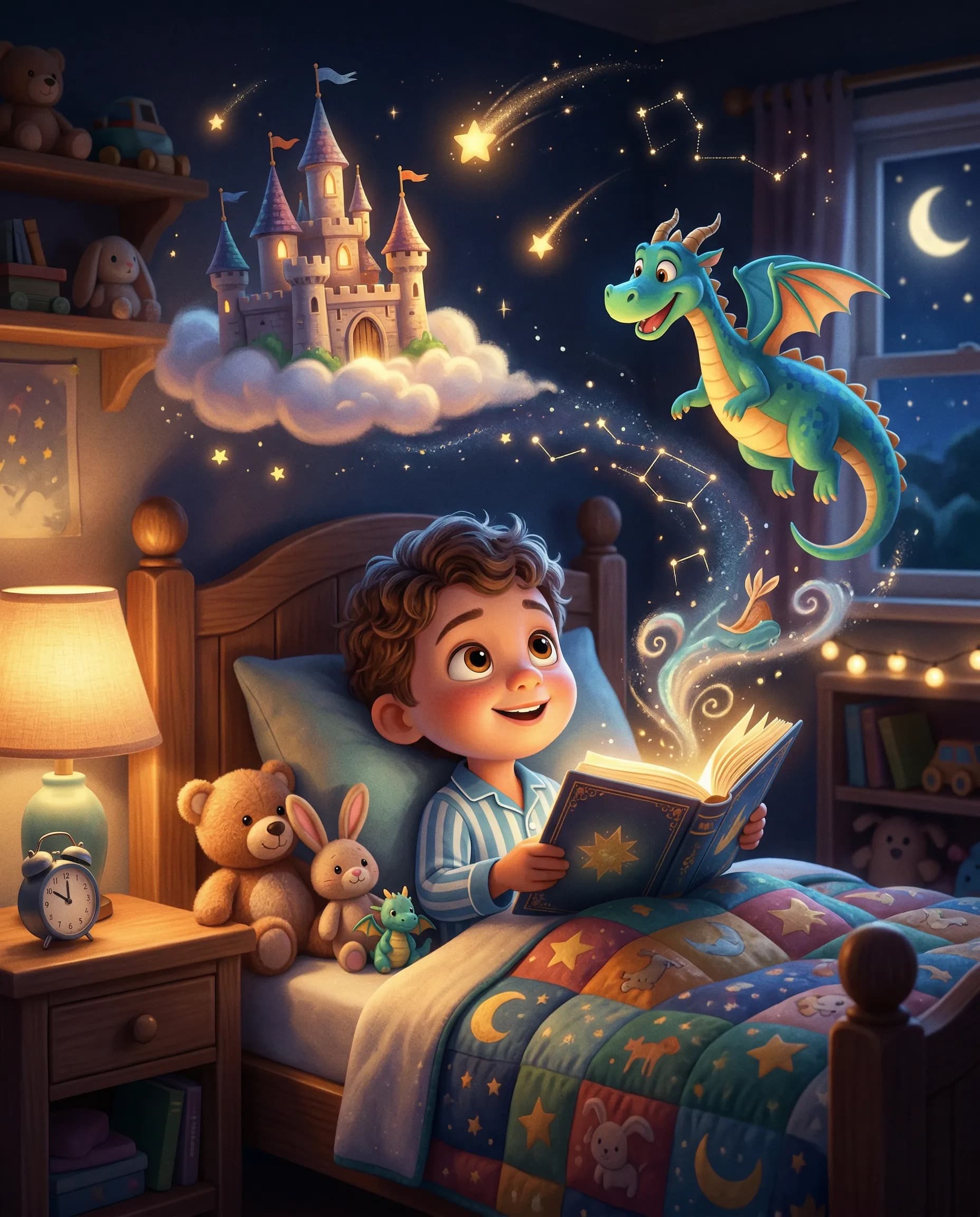Parent tucking a child into bed during a calm bedtime routine