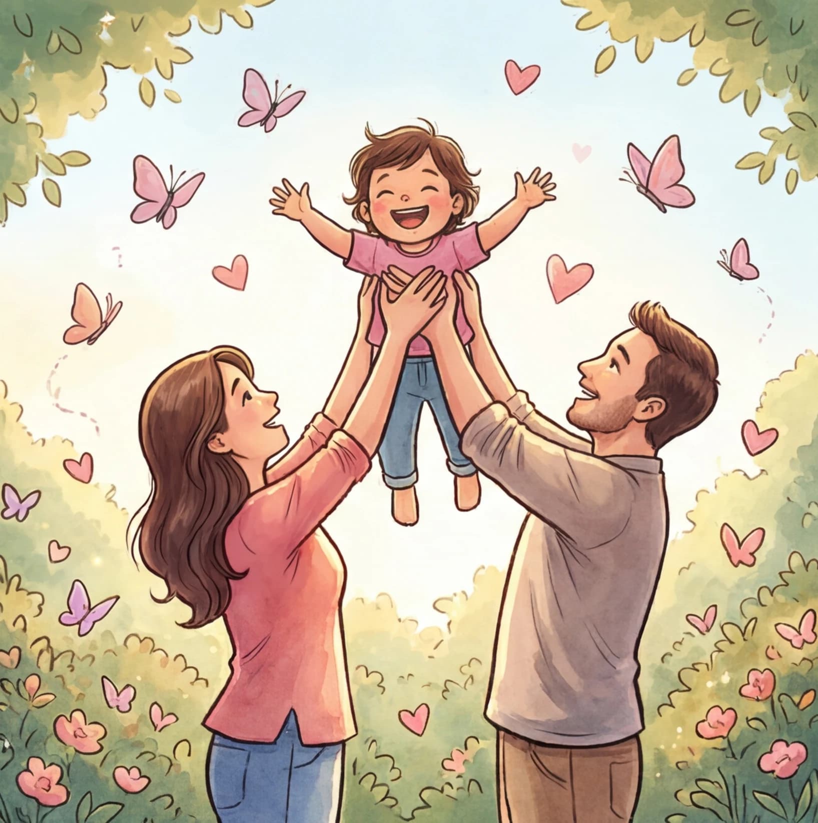 An illustrated child character with curly hair in a personalized storybook