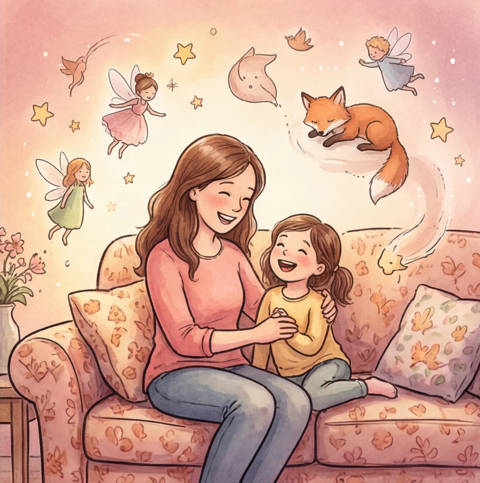 A child listening to a narrated bedtime story