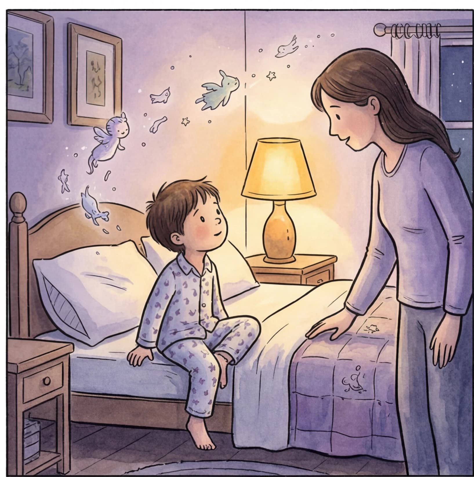 A child falling asleep after a personalized bedtime story