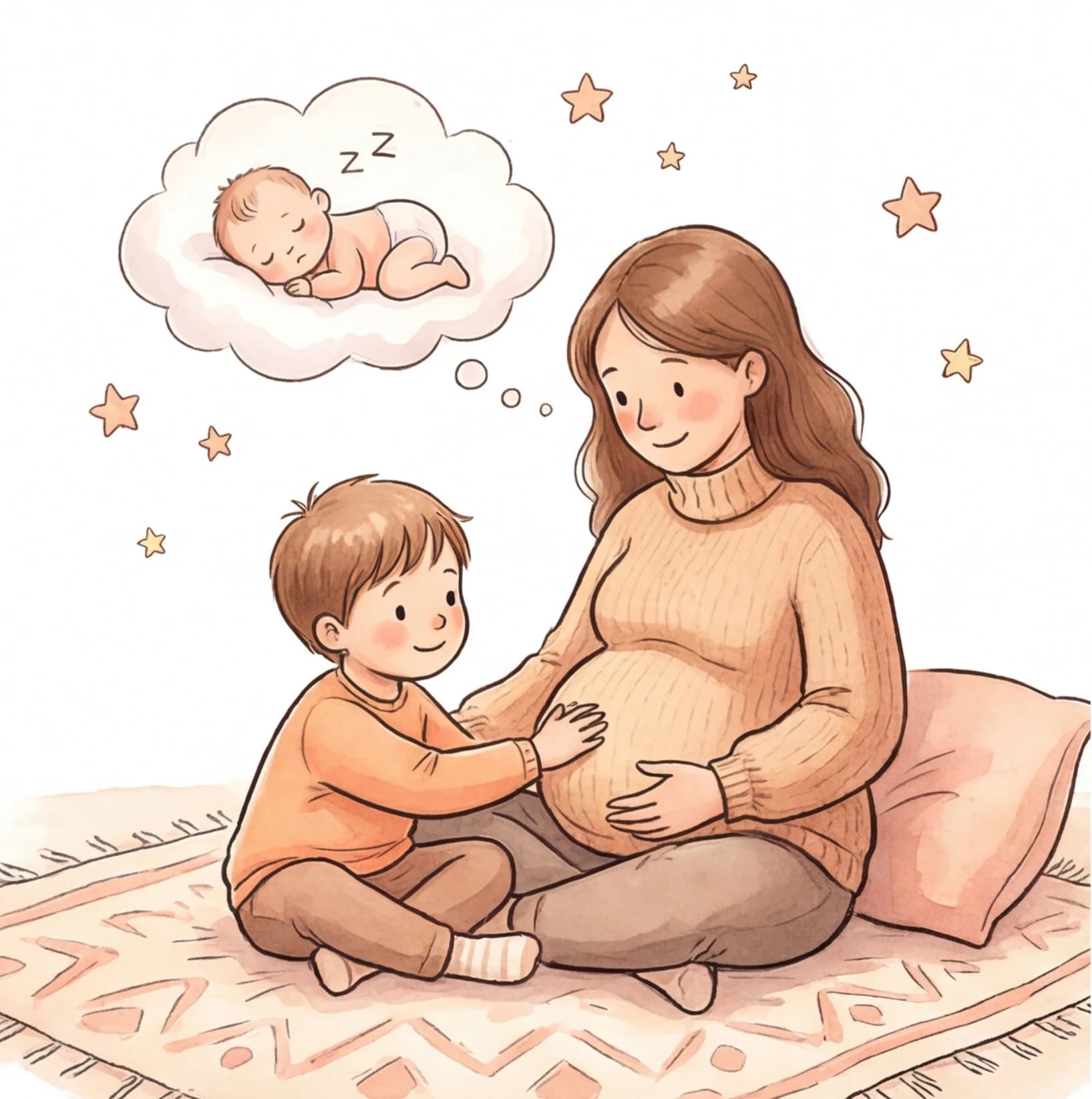 An older sibling meeting a new baby in a personalized bedtime story