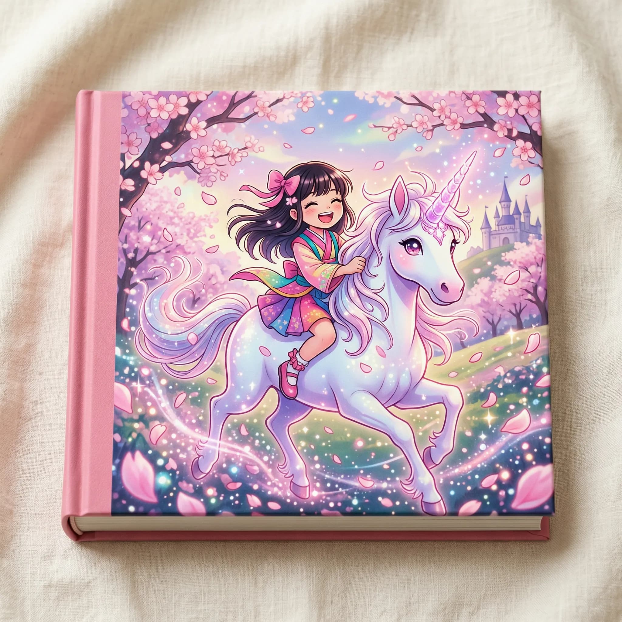 Custom cover with child's name — anime art style