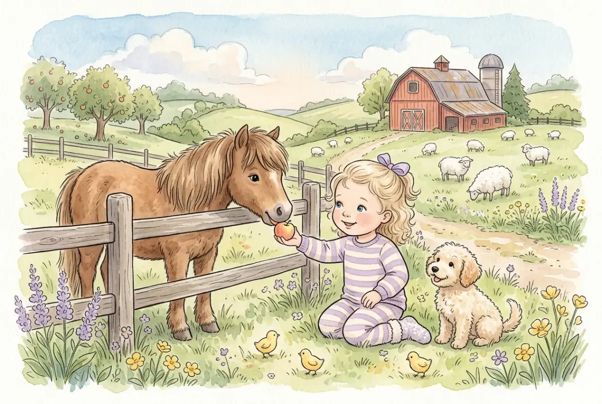 Noelle and her mini black schnauzer in a farm story