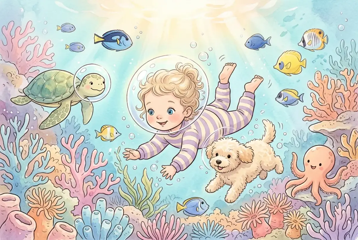 Noelle and her mini black schnauzer in a underwater story
