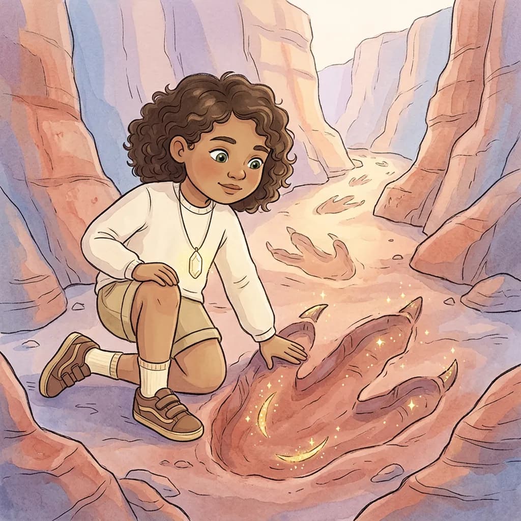 Quinn and the Singing Dinosaur's Secret — Storybook style example